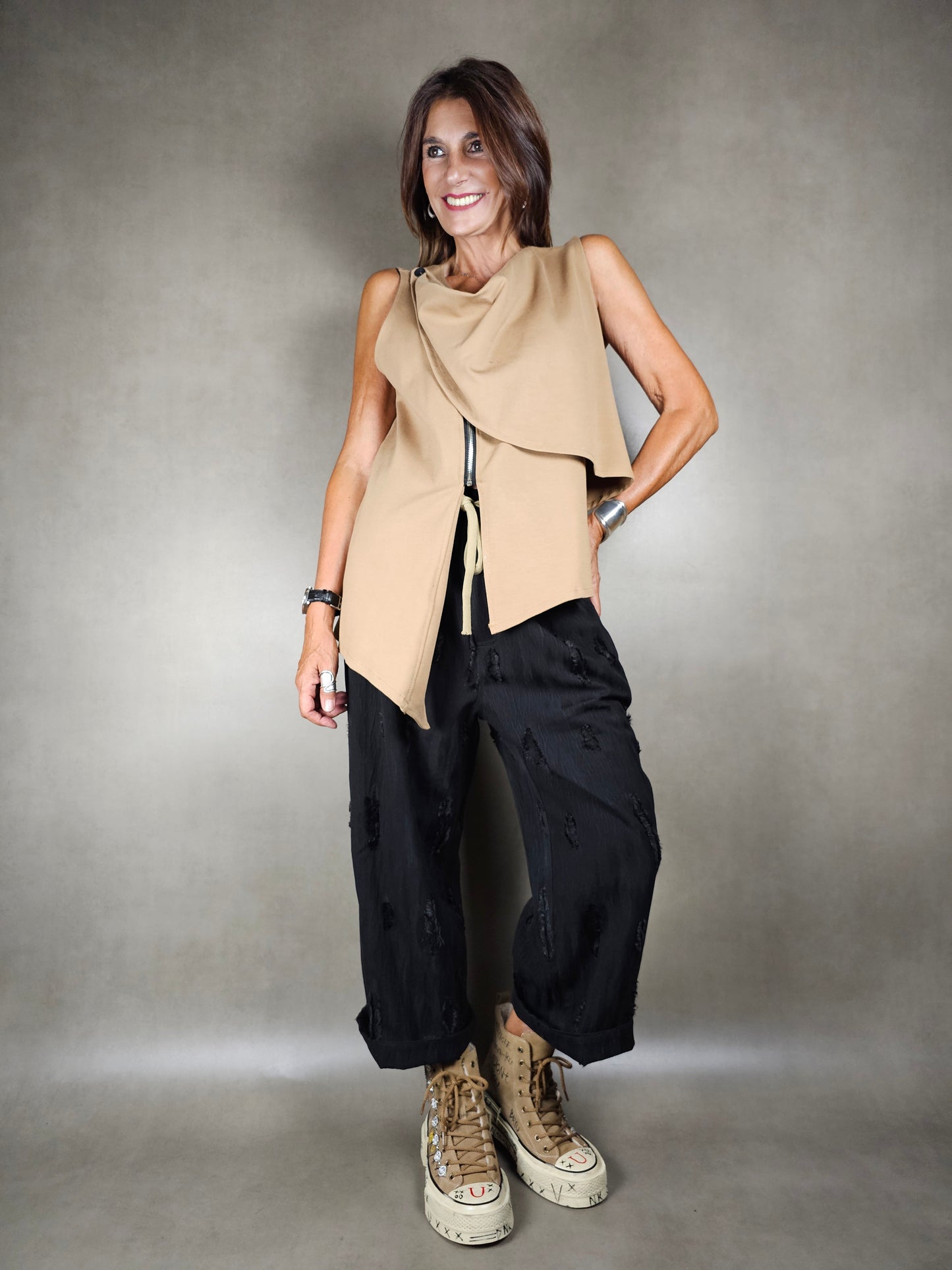 trousers with fringed inserts 65pl32vi2ea