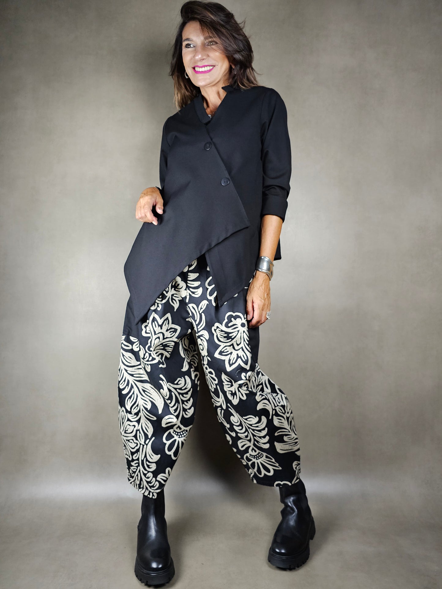 two-tone patterned trousers 97co3ea