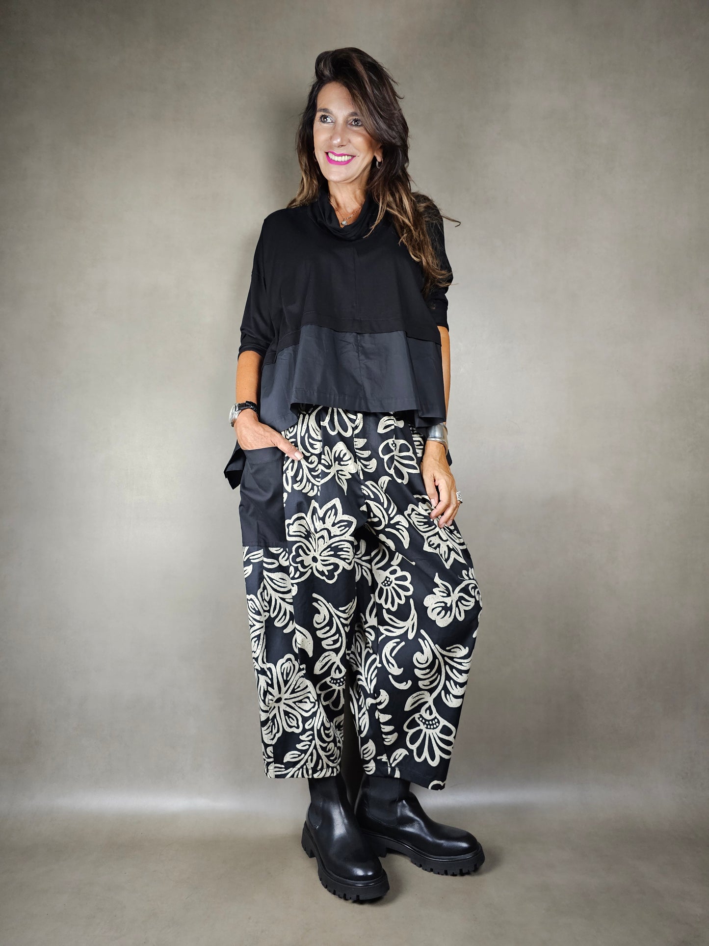 two-tone patterned trousers 97co3ea