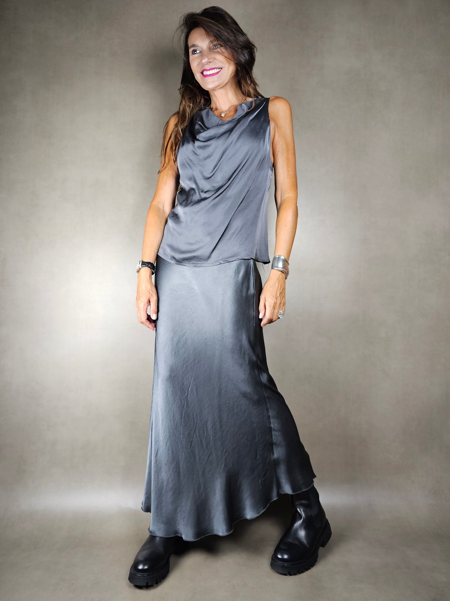 jupe longue en satin de viscose