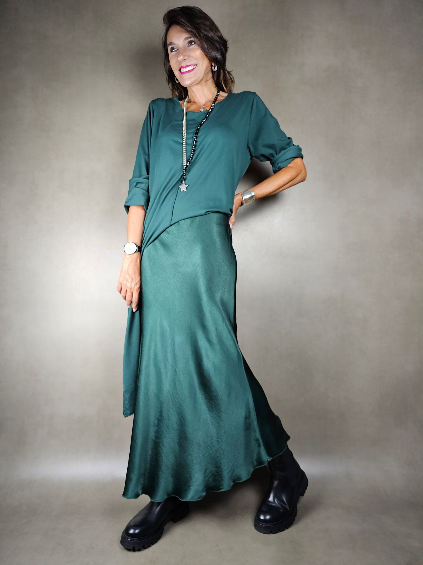 jupe longue en satin de viscose