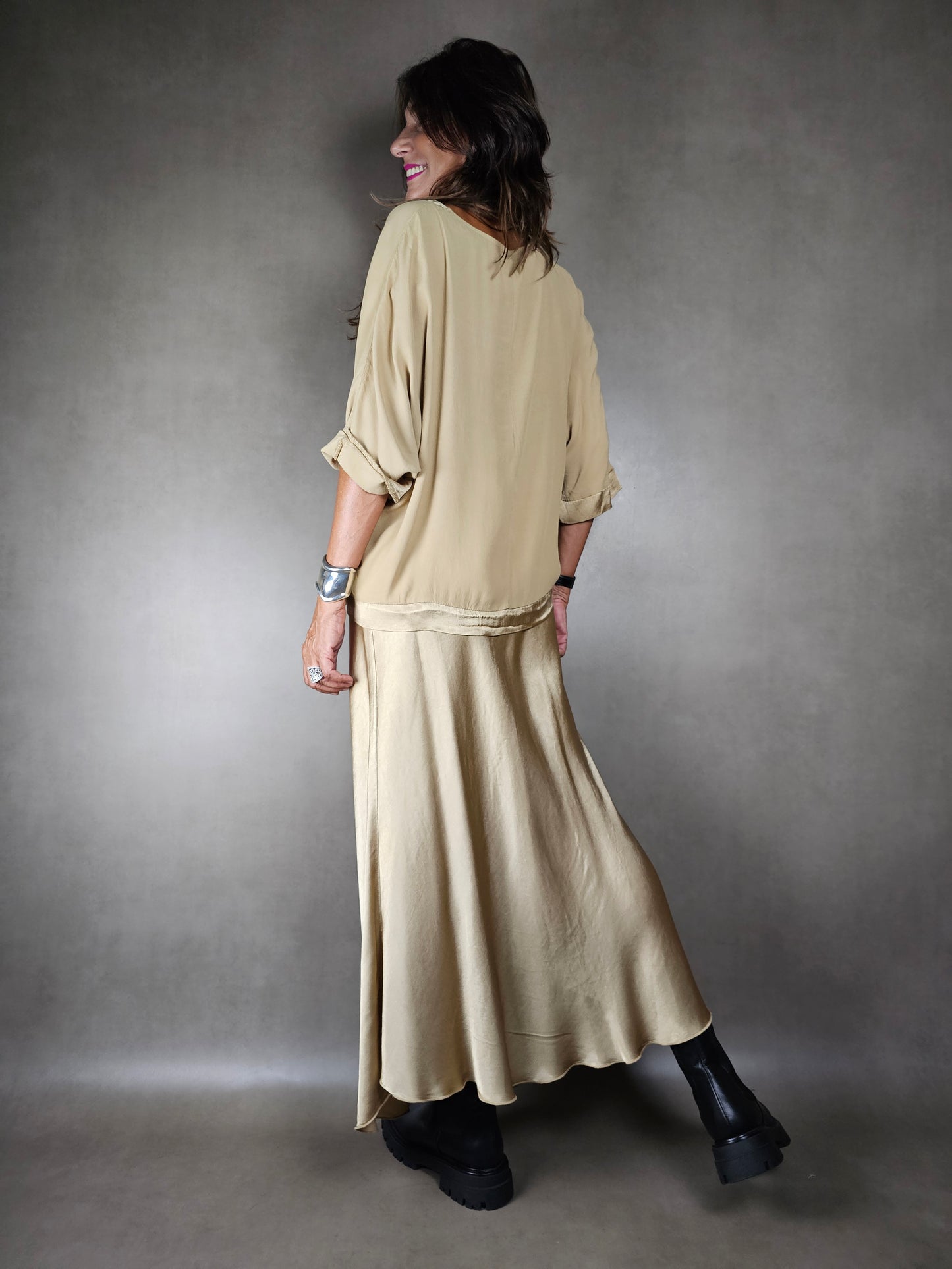 jupe longue en satin de viscose