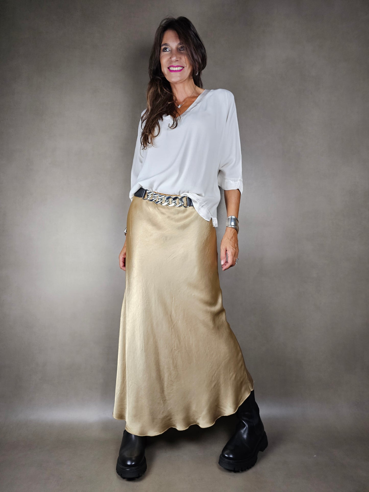 viscose satin longuette skirt