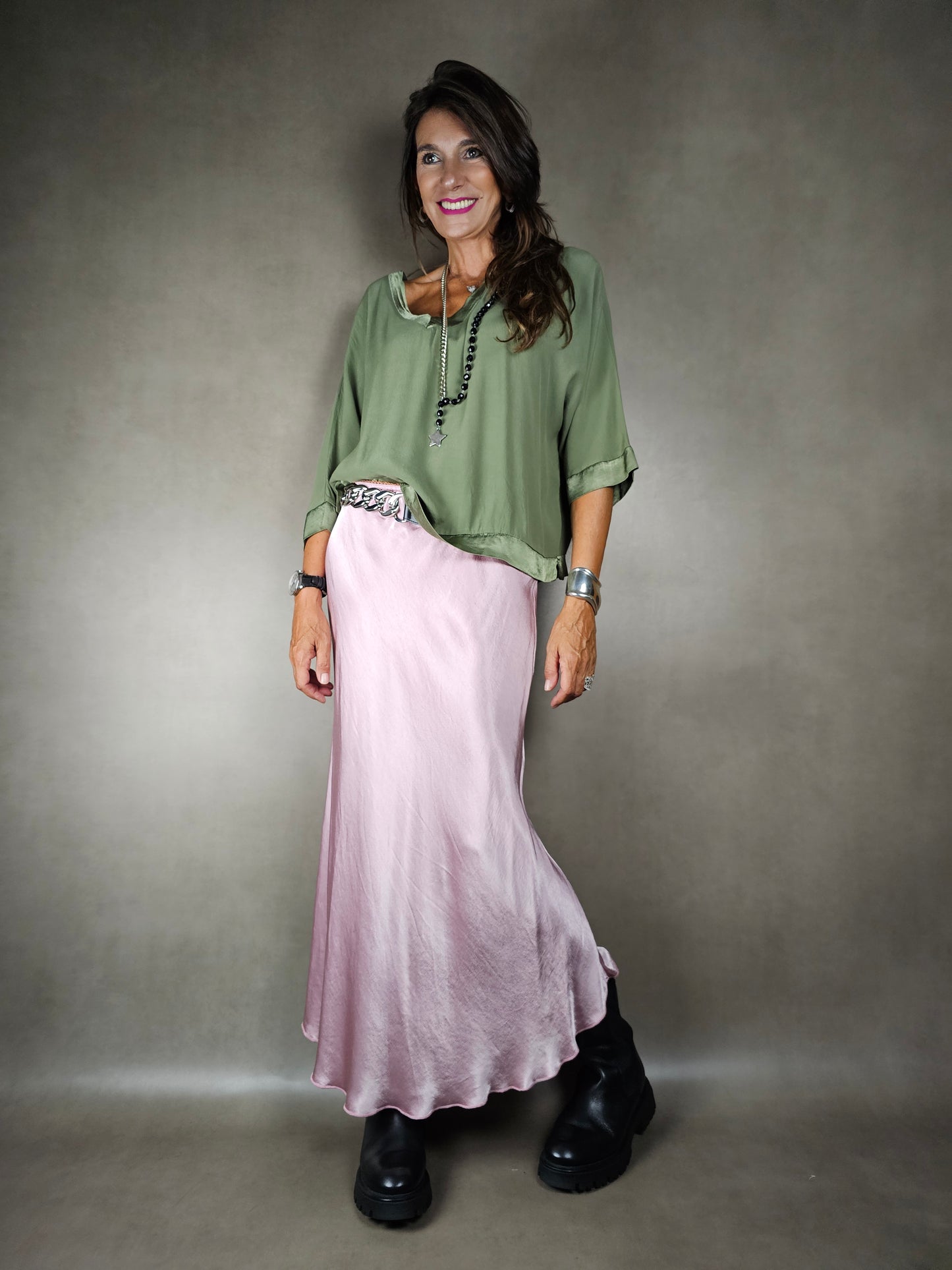 viscose satin longuette skirt