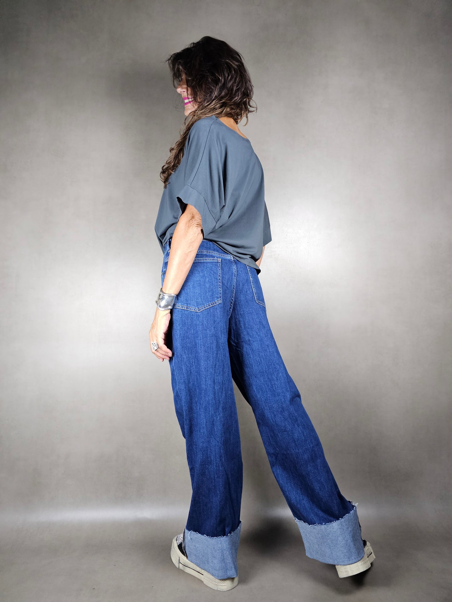 stretch cuffed jeans