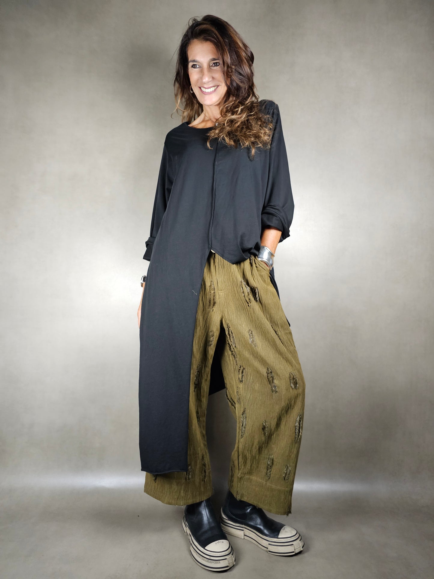 trousers with fringed inserts 65pl32vi2ea