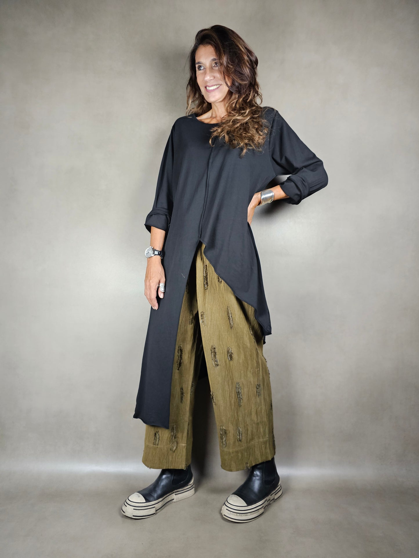 trousers with fringed inserts 65pl32vi2ea