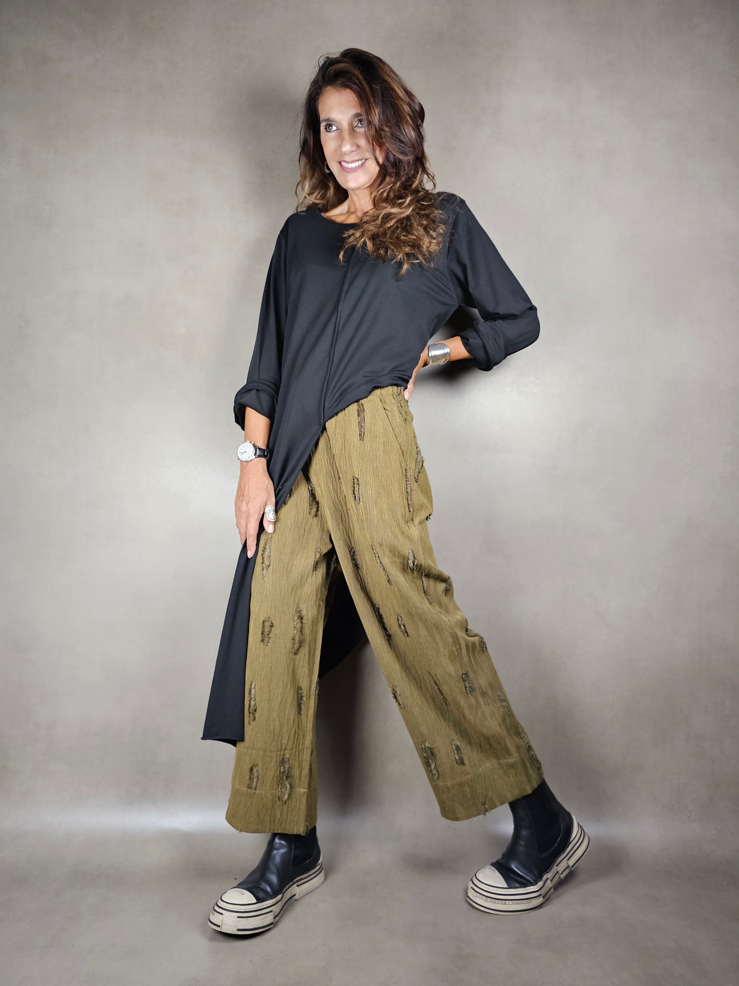 trousers with fringed inserts 65pl32vi2ea