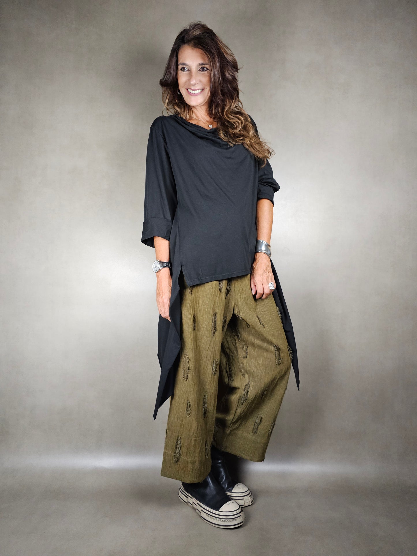 trousers with fringed inserts 65pl32vi2ea