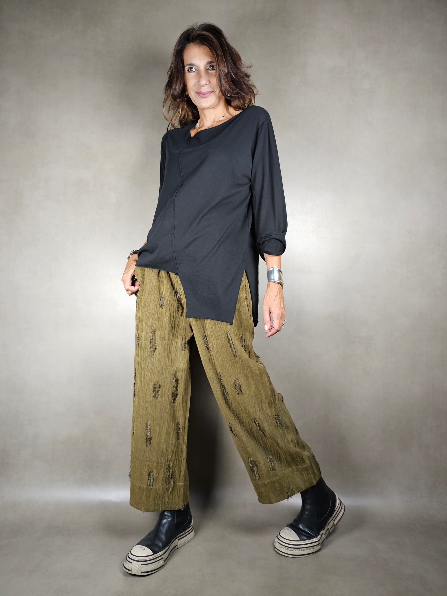 trousers with fringed inserts 65pl32vi2ea