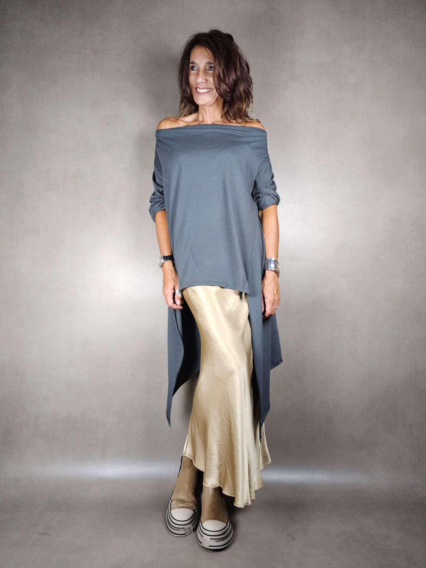 jupe longue en satin de viscose