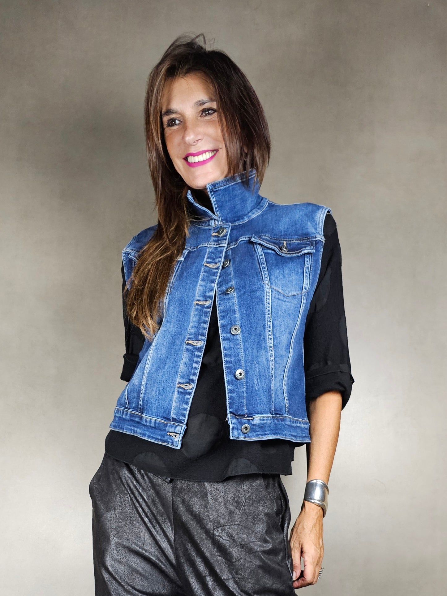 gilet en jean avec 2 poches