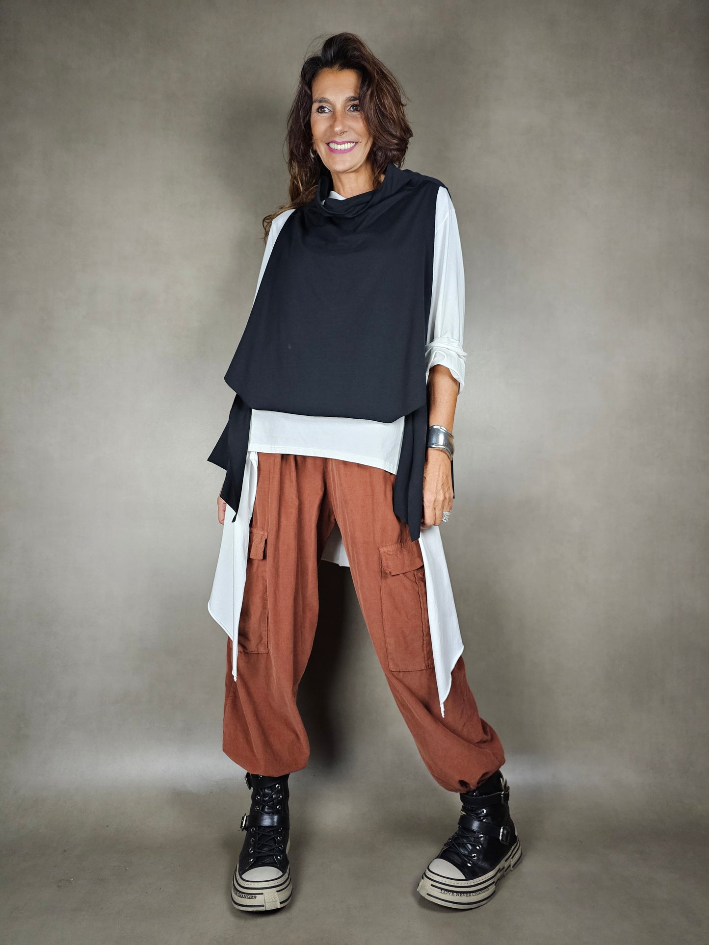 ribbed trousers with drawstring bottom 100co