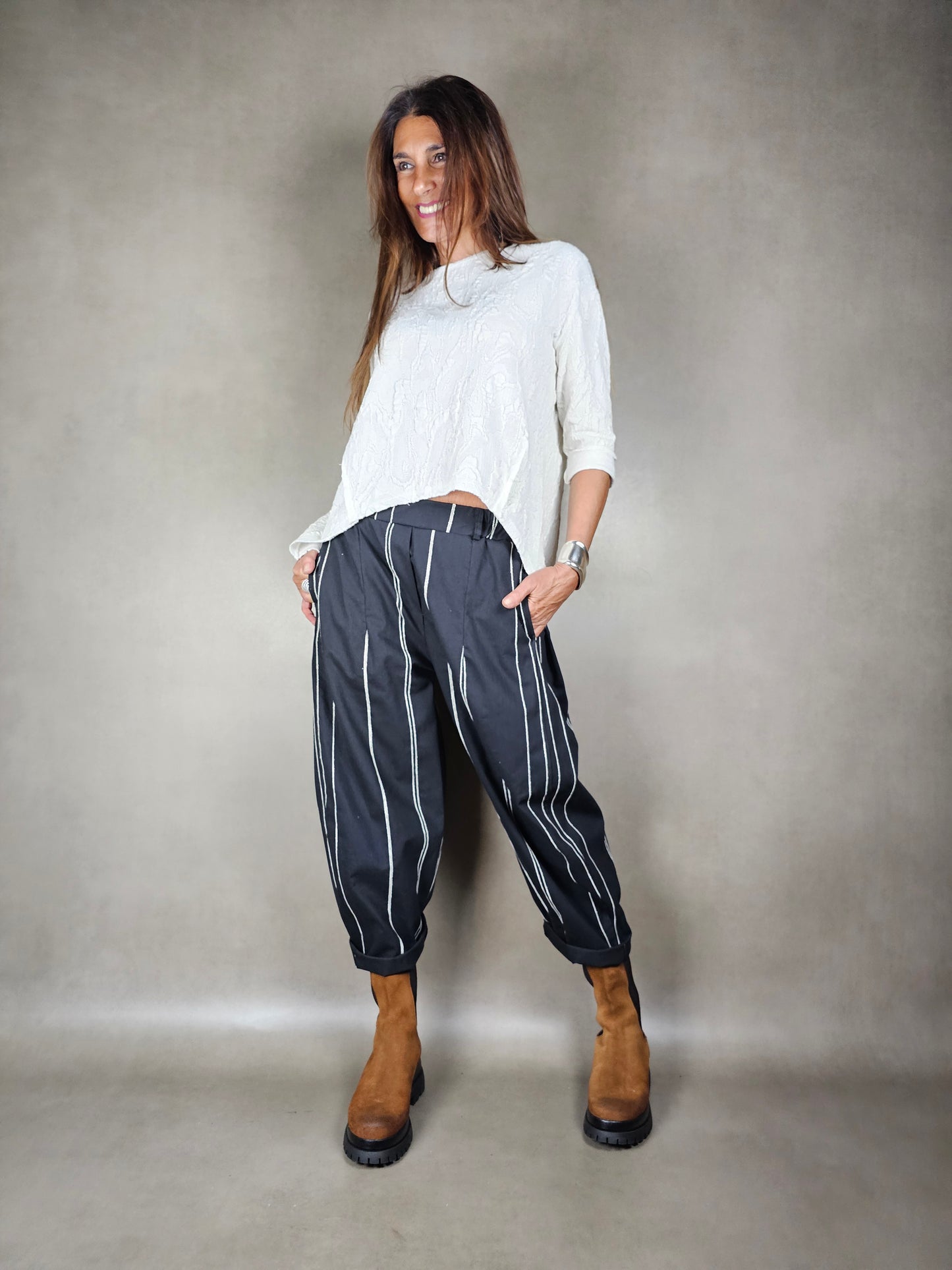 pantalones a rayas 100co