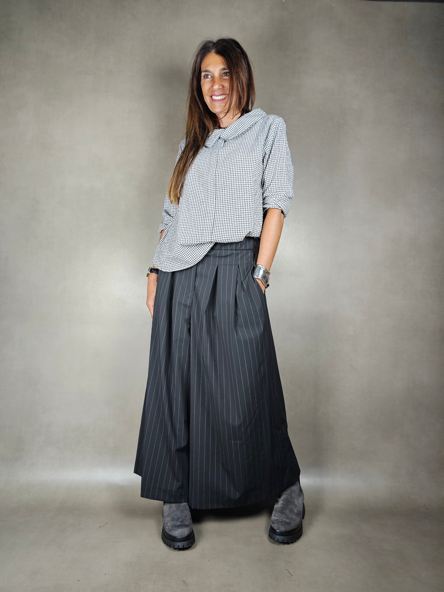 palazzo pinstripe trousers with zip 64pl33vi3ea