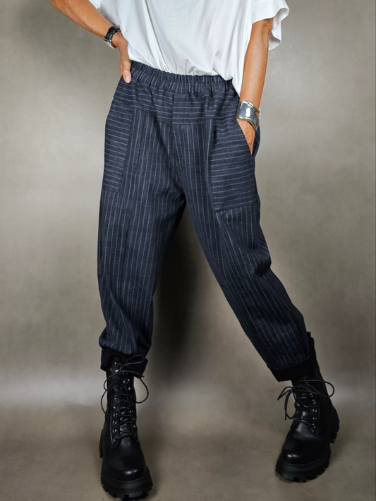 pinstriped over elastane trousers 65vi30pa5