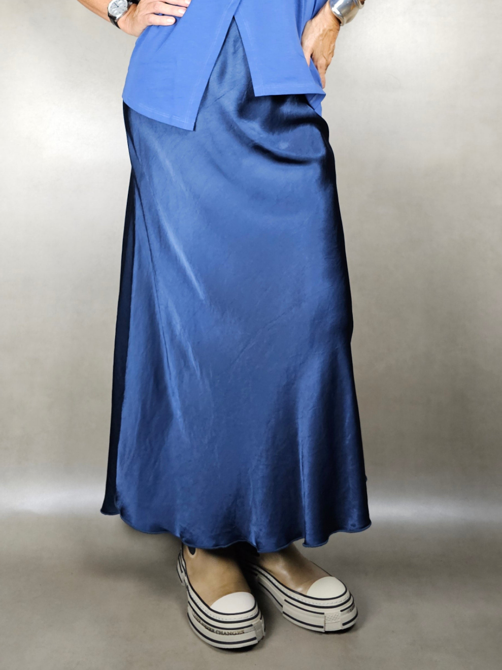 jupe longue en satin de viscose