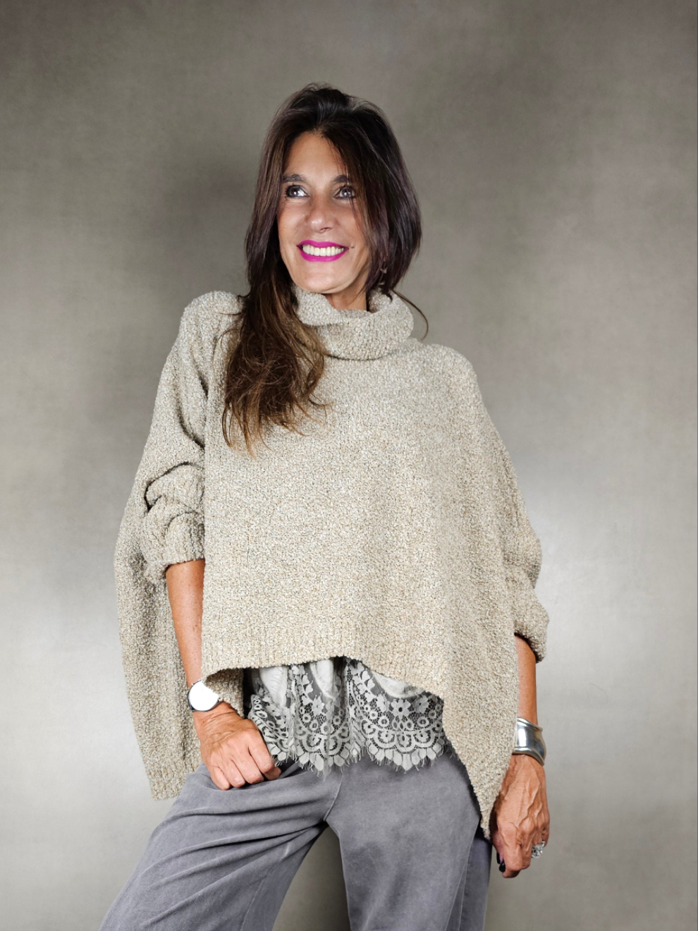 pull à col roulé bouclé 26wo12pa62acr