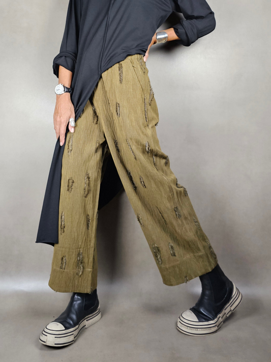 trousers with fringed inserts 65pl32vi2ea