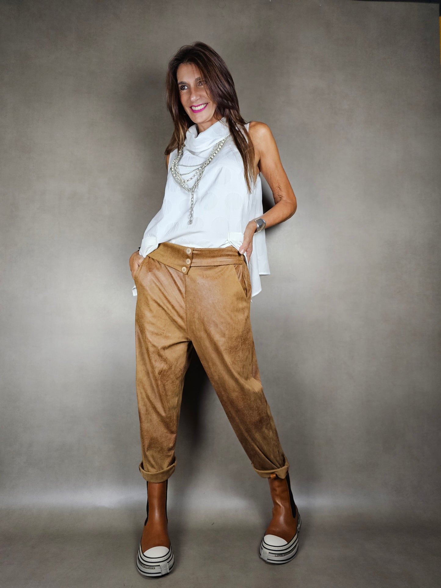 aged eco-leather trousers 3 bot 90pl10ea